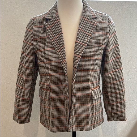 Gray and Red Blazer with Structured Silhouette - Picture 1 of 8